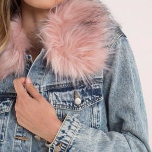 Pink fur Denim Jacket